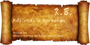 Kürtös Bertalan névjegykártya